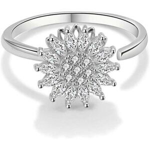 🌻 Sunflower Spinner Anxiety Ring | Gold Fidget Ring for Women | Adjustable